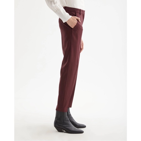 Nili Lotan Leo Zip Ankle Virgin Wool Pant Trousers Burgundy Size 2 - Picture 2 of 10